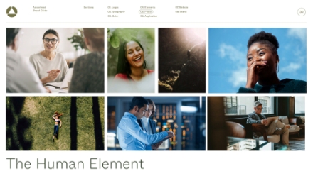 A collage of diverse people in various settings: smiling, laughing, talking, relaxing, and working in both indoor and outdoor environments. Text at the bottom reads, The Human Element.