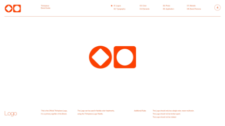 Minimalist design with two orange geometric icons—a diamond inside a circle, and a circle inside a square—centered on a white background. Orange text and headings appear in the corners and bottom of the image.