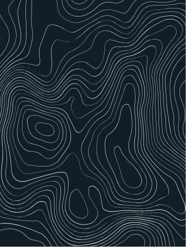 Abstract black background with white contour lines resembling a topographic map, creating an intricate, wavy pattern of organic curves and shapes.