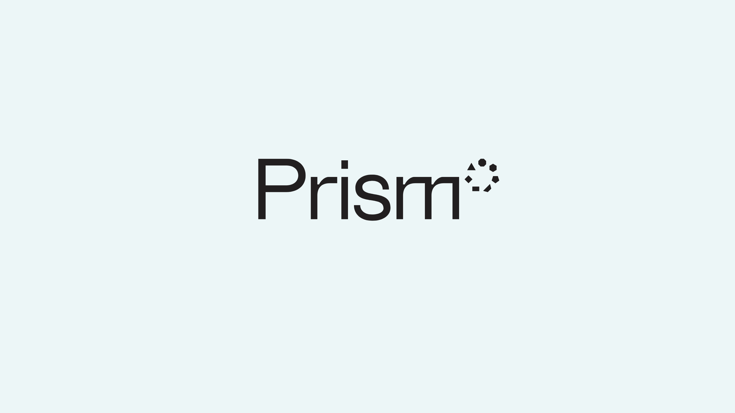 The word Prism is written in black text on a light gray background, with the dot in the letter i replaced by a small, circular dotted design.