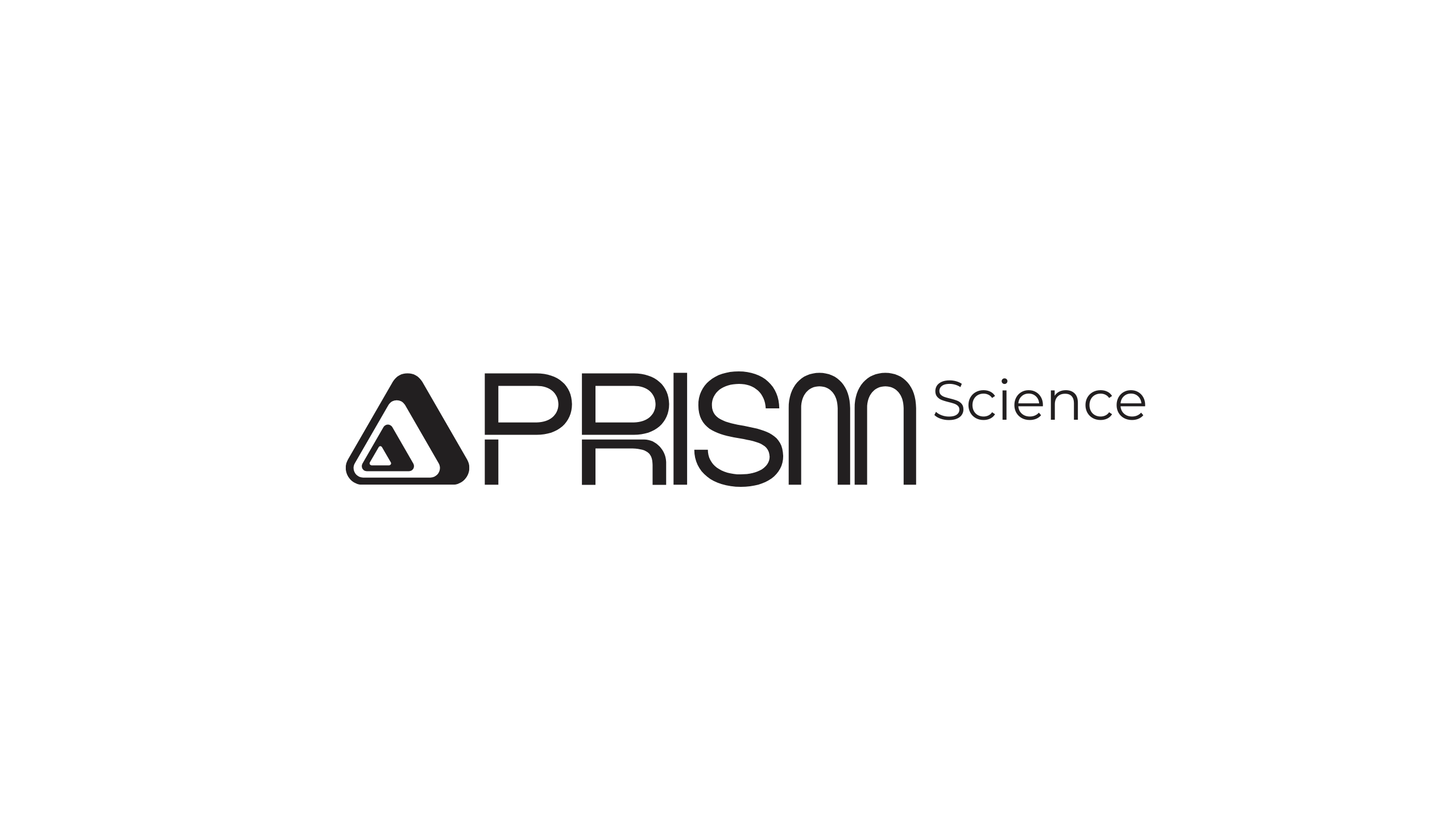 Logo for Prism Science, featuring a triangular prism icon followed by the word PRISM in bold, modern font, and the word Science in a lighter font on a white background.