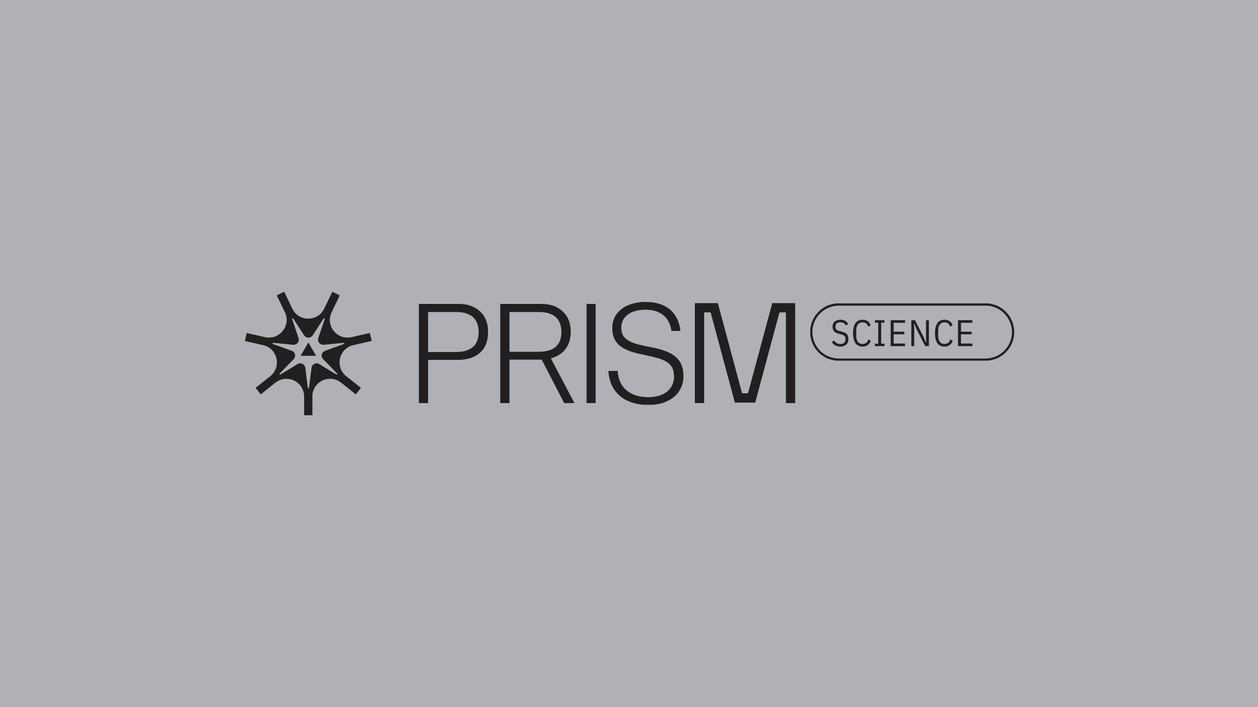 Black geometric star logo and the words PRISM SCIENCE on a light gray background; SCIENCE is enclosed in a rounded rectangle outline.