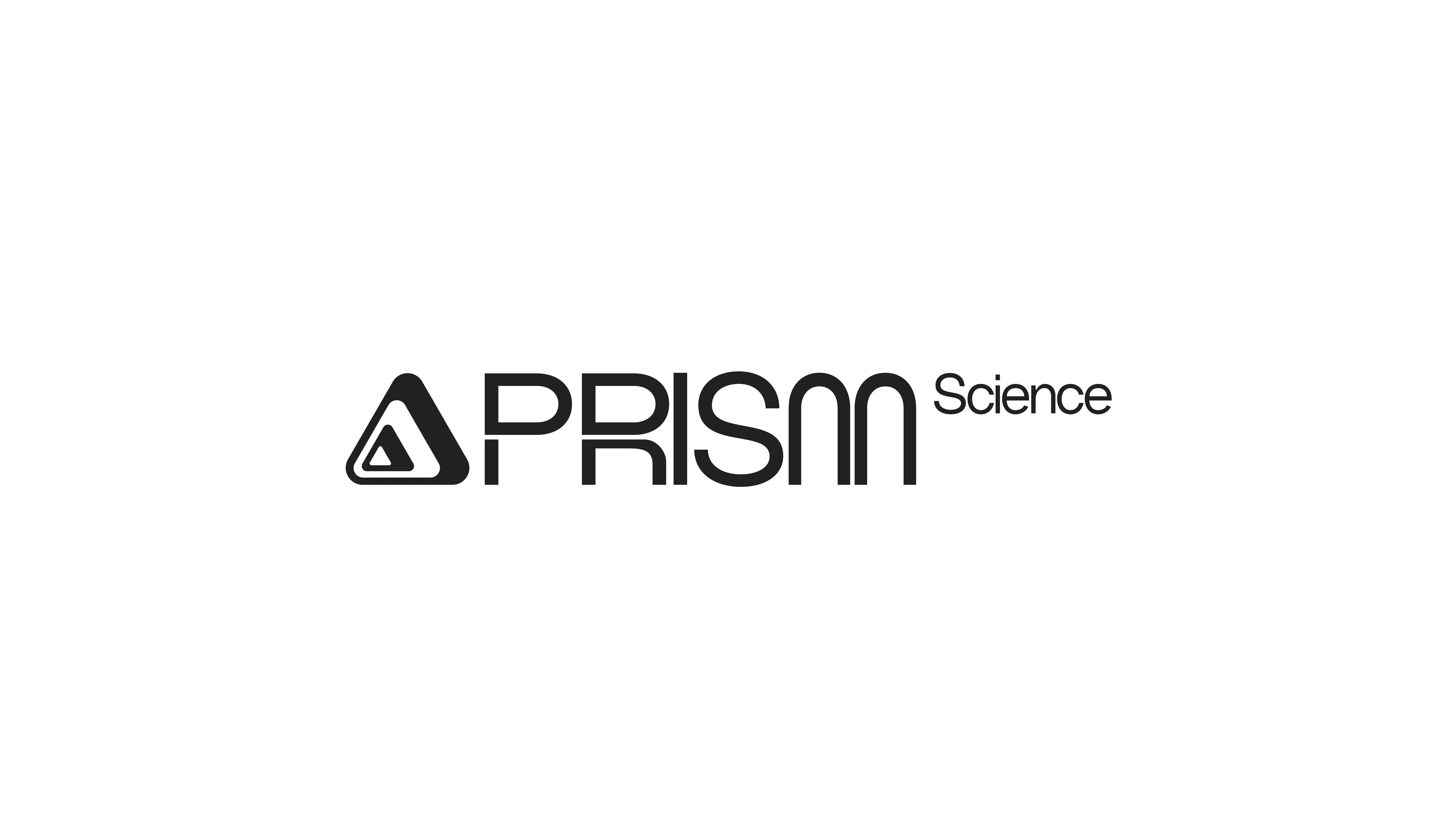 Logo for PRISM Science featuring a triangular icon with a stylized P inside, followed by the words PRISM Science in modern, black font on a white background.