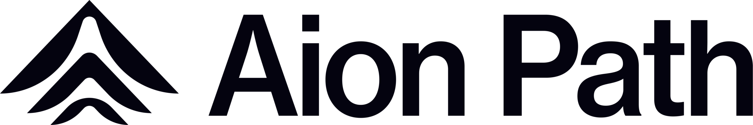 Logo with stylized black lines forming an abstract, upward-pointing arrow shape next to the words Aion Path in bold, black text on a light background.